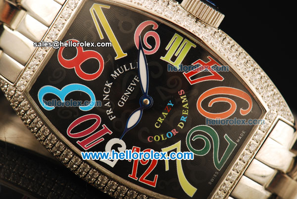 Franck Muller Crazy Color Dreams Asia 2813 Automatic Movement Full Steel with Diamond Bezel and Colorful Arabic Numerals - Click Image to Close